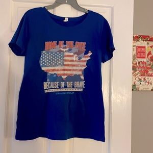 Home of the Free b/c of the Brave Women’s T shirt bright blue